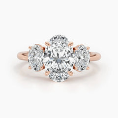 2.61ct Oval G-VS Three Stone Lab Grown Diamond Engagement Ring