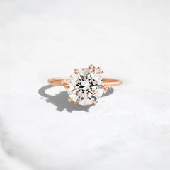 2CT Round Cut Cluster Moissanite Ring with Floating Accent Diamonds