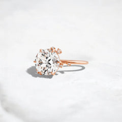2CT Round Cut Cluster Moissanite Ring with Floating Accent Diamonds