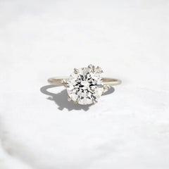 2CT Round Cut Cluster Moissanite Ring with Floating Accent Diamonds