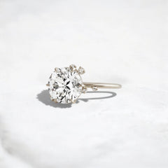 2CT Round Cut Cluster Moissanite Ring with Floating Accent Diamonds