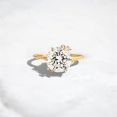 2CT Round Cut Cluster Moissanite Ring with Floating Accent