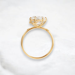 2CT Round Cut Cluster Moissanite Ring with Floating Accent Diamonds
