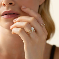 2CT Round Cut Cluster Moissanite Ring with Floating Accent Diamonds