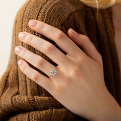 2CT Round Cut Cluster Moissanite Ring with Floating Accent Diamonds