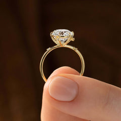 2CT Round Cut Cluster Moissanite Ring with Floating Accent Diamonds