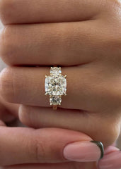 2.6ct Cushion G-VS2 Lab Grown Diamond Three Stones Engagement Ring