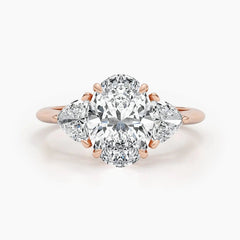 2.7ct Oval F-VS Three Stones Lab Grown Diamond Engagement Ring