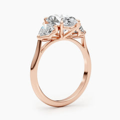 2.7ct Oval F-VS Three Stones Lab Grown Diamond Engagement Ring