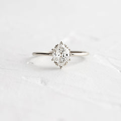 Threaded Ring with Halo, Oval Cut | Melanie Casey Fine Jewelry