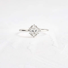 Threaded Ring with Halo, Oval Cut | Melanie Casey Fine Jewelry