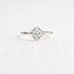 Threaded Ring with Halo, Oval Cut | Melanie Casey Fine Jewelry