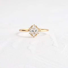 Threaded Ring with Halo, Oval Cut | Melanie Casey Fine Jewelry