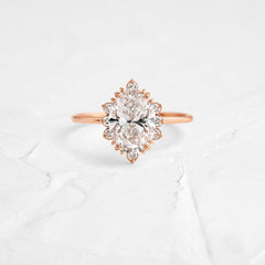 Threaded Ring with Halo, Oval Cut | Melanie Casey Fine Jewelry