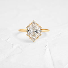Threaded Ring with Halo, Oval Cut | Melanie Casey Fine Jewelry