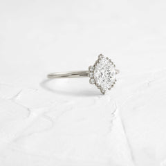 Threaded Ring with Halo, Oval Cut | Melanie Casey Fine Jewelry
