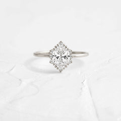 Threaded Ring with Halo, Oval Cut | Melanie Casey Fine Jewelry
