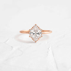 Threaded Ring with Halo, Oval Cut | Melanie Casey Fine Jewelry
