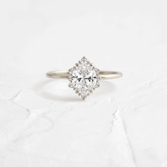Threaded Ring with Halo, Oval Cut | Melanie Casey Fine Jewelry
