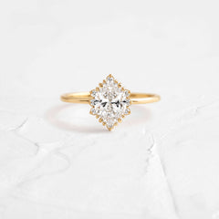 Threaded Ring with Halo, Oval Cut | Melanie Casey Fine Jewelry