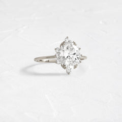 Threaded Ring with Halo, Oval Cut | Melanie Casey Fine Jewelry