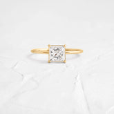 Princess Cut 1.5CT Moissanite Solitaire Engagement Solid God Ring,
