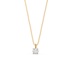 Round Moissanite Solitaire Necklace in Solid Gold