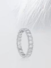 3.60mm Emerald Cut Moissanite Bezel Set Eternity Diamond Wedding Band