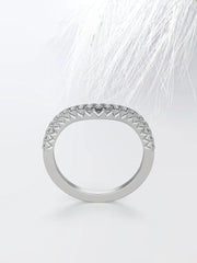 Round Cut Moissanite Curved Diamond Wedding Band for Women