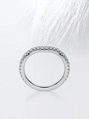 Round Cut Moissanite Curved Diamond Wedding Band for Women