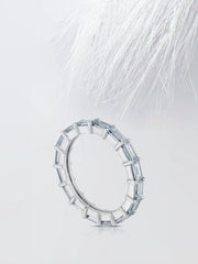 Baguette Cut Moissanite Full Eternity Diamond Wedding Band in Yellow Gold