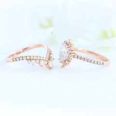 1.50CT Oval Cut Moissanite Halo Pave Bridal Engagement Ring Set