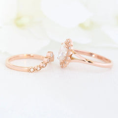 1.50CT Tiara Oval Cut Moissanite Halo Pave Bridal Engagement Ring Set