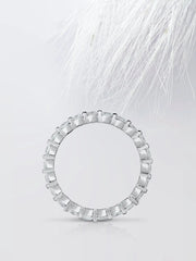 Round Cut Moissanite Single Prongs Diamond Wedding Band for Her