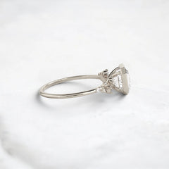 2CT Asscher Cut Bezel Set Moissanite Halo Cluster Engagement Ring in 14K Gold