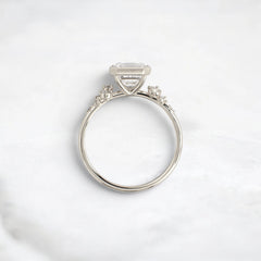 2CT Asscher Cut Bezel Set Moissanite Halo Cluster Engagement Ring in 14K Gold