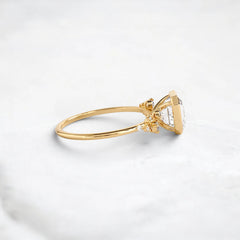 2CT Asscher Cut Bezel Set Moissanite Halo Cluster Engagement Ring in 14K Gold