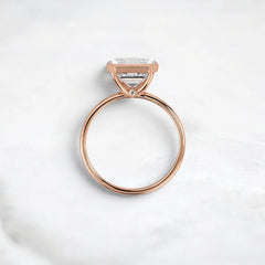 4CT Asscher Cut Solitaire Moissanite Minimalist Bezel Engagement Ring