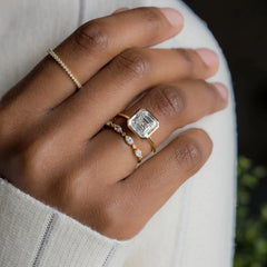 4CT Asscher Cut Solitaire Moissanite Minimalist Bezel Engagement Ring