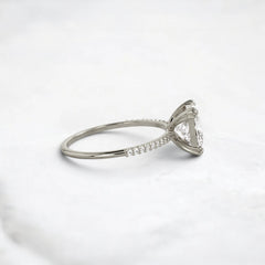 2CT Moissanite Princess Shape Pave Band Triple-Prongs Yellow Gold Engagement Ring