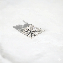 2CT Round Cut Cluster Moissanite Engagement Ring Floating Accent Stones