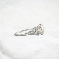 2CT Round Cut Cluster Moissanite Engagement Ring Floating Accent Stones