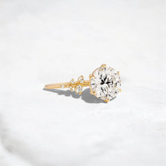 2CT Round Cut Cluster Moissanite Engagement Ring Floating Accent Stones