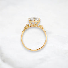 2CT Round Cut Cluster Moissanite Engagement Ring Floating Accent Stones