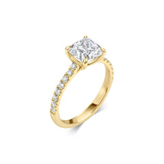 2ct Cushion F- VS1 Lab Grown Diamond Pave Engagement Ring