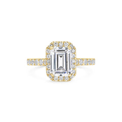 2ct Emerald Cut Halo F- VS1 Lab Grown Diamond Pave Engagement Ring