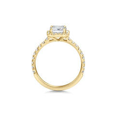 2ct Emerald Cut Halo F- VS1 Lab Grown Diamond Pave Engagement Ring