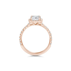 2ct Emerald Cut Halo F- VS1 Lab Grown Diamond Pave Engagement Ring