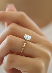 3.03ct Radiant F-VS2 Lab Grown Diamond Hidden Halo Engagement Ring
