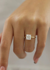 3.03ct Radiant F-VS2 Lab Grown Diamond Hidden Halo Engagement Ring